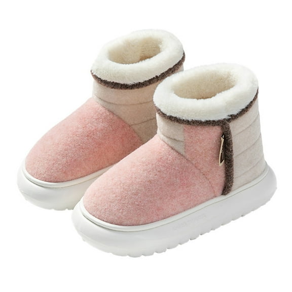 AUXDIQ Women Men Winter Boots Slippers Home Warm Fleece Booties Slipper Anti Slip House Shoes Indoor Outdoor