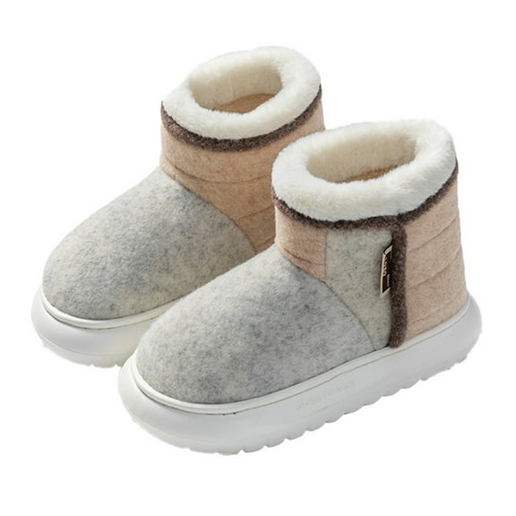 AUXDIQ Women Men Winter Boots Slippers Home Warm Fleece Booties Slipper Anti Slip House Shoes Indoor Outdoor