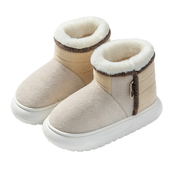 AUXDIQ Women Men Winter Boots Slippers Home Warm Fleece Booties Slipper Anti Slip House Shoes Indoor Outdoor