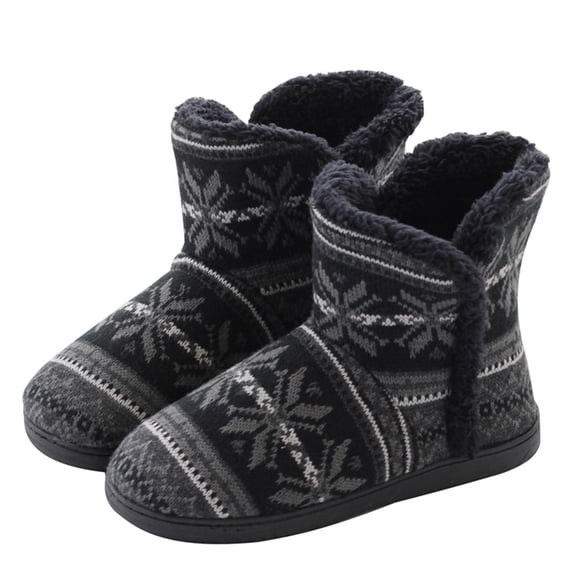 AUXDIQ Women Men Winter Knitted Boots Slippers Home Warm Fleece Booties Slipper Anti Slip House Shoes Indoor Outdoor