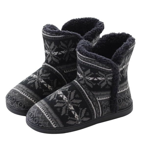 AUXDIQ Women Men Winter Knitted Boots Slippers Home Warm Fleece Booties Slipper Anti Slip House Shoes Indoor Outdoor