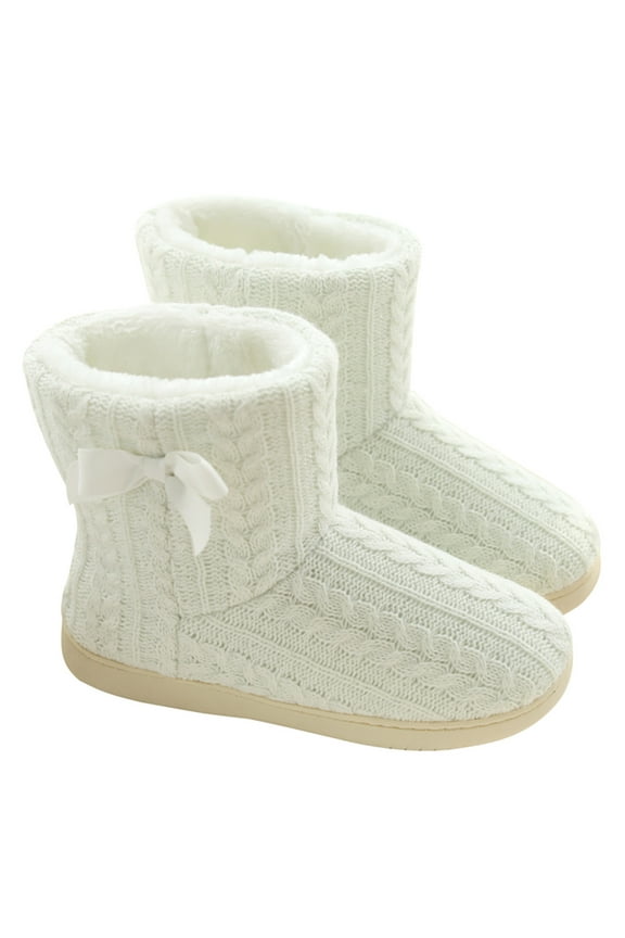 Women Men Winter Knitted Boots Slippers Home Warm Fleece Booties Slipper Anti Slip House Shoes Indoor Outdoor