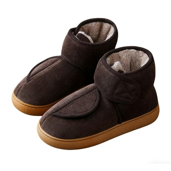 AUXDIQ Women Men Winter Slippers Adjustable House Shoes Indoor Outdoor, Brown, 9/10 US