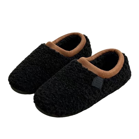 AUXDIQ Women Men Winter Slippers Slip on House Shoes Indoor Outdoor, Black, 7/8 US