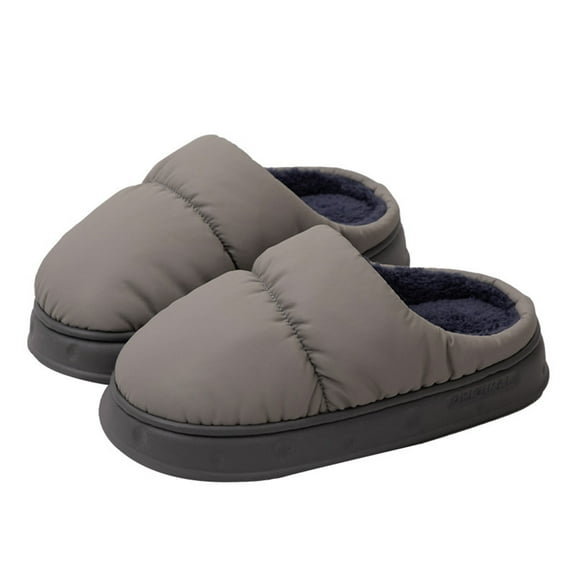 AUXDIQ Women Men Winter Slippers Slip on House Shoes Indoor Outdoor, Grey, 9/10 US