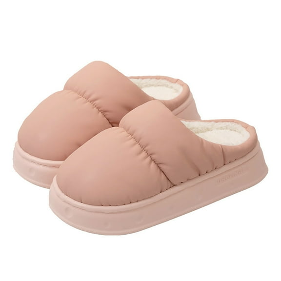 AUXDIQ Women Men Winter Slippers Slip on House Shoes Indoor Outdoor, Pink, 7/8 US