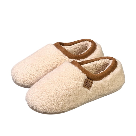 AUXDIQ Women Men Winter Slippers Slip on House Shoes Indoor Outdoor, White, 15/16 US