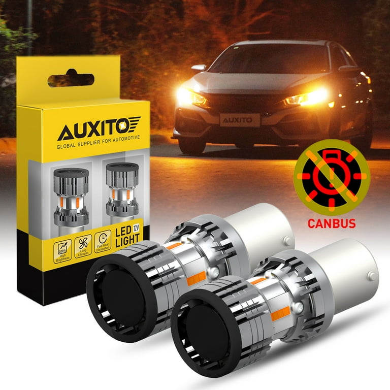 AUXITO 1156, 7506, P21W, BA15S Amber Yellow LED Turn Signal Light Bulbs  With Build-in Load Resistor CANBUS Error Free 