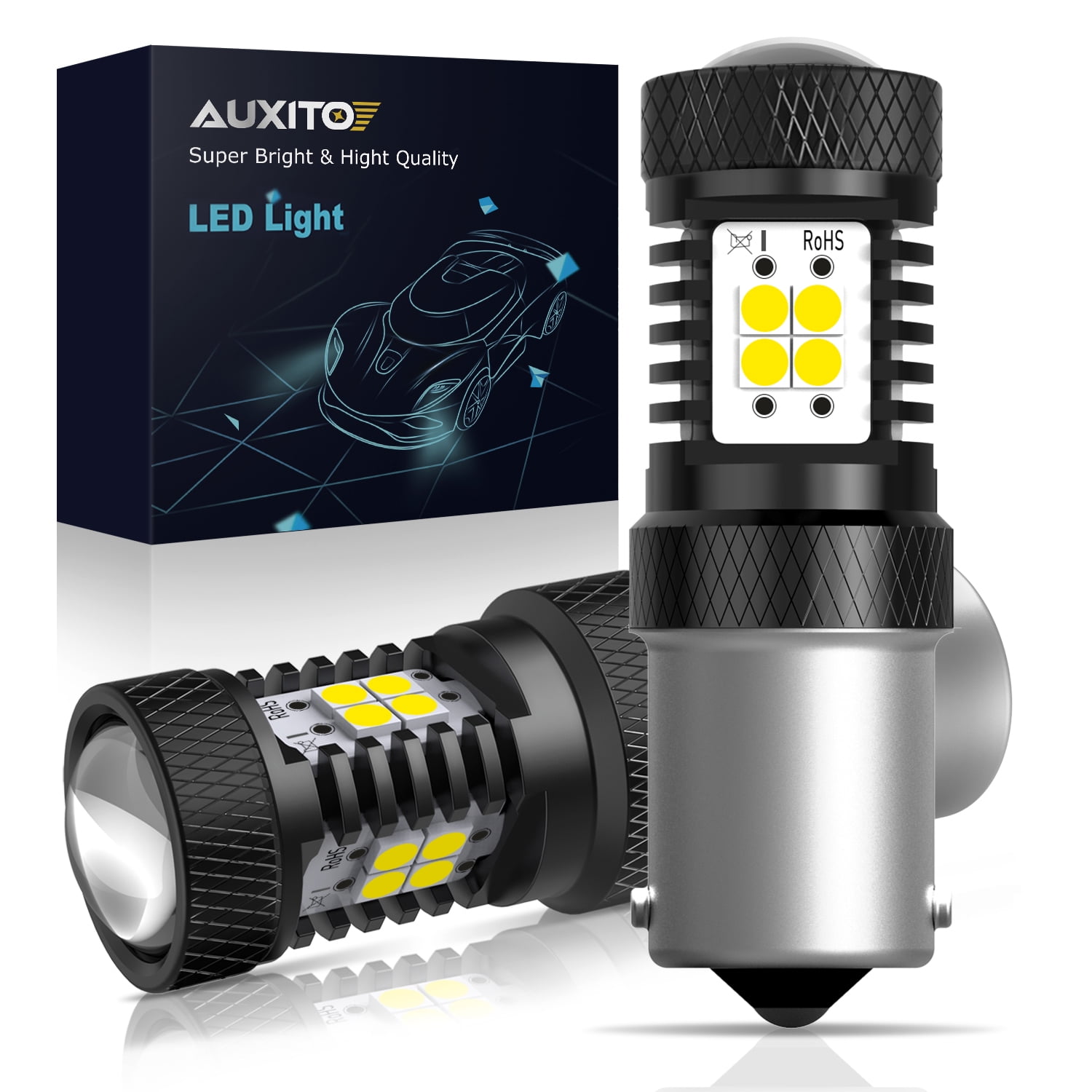 AUXITO 1156 LED Bulb White 400% Super Bright 7506 BA15S P21W LED  Replacement with Projector for Backup Reverse Parking Tail Brake DRL Turn  Signal