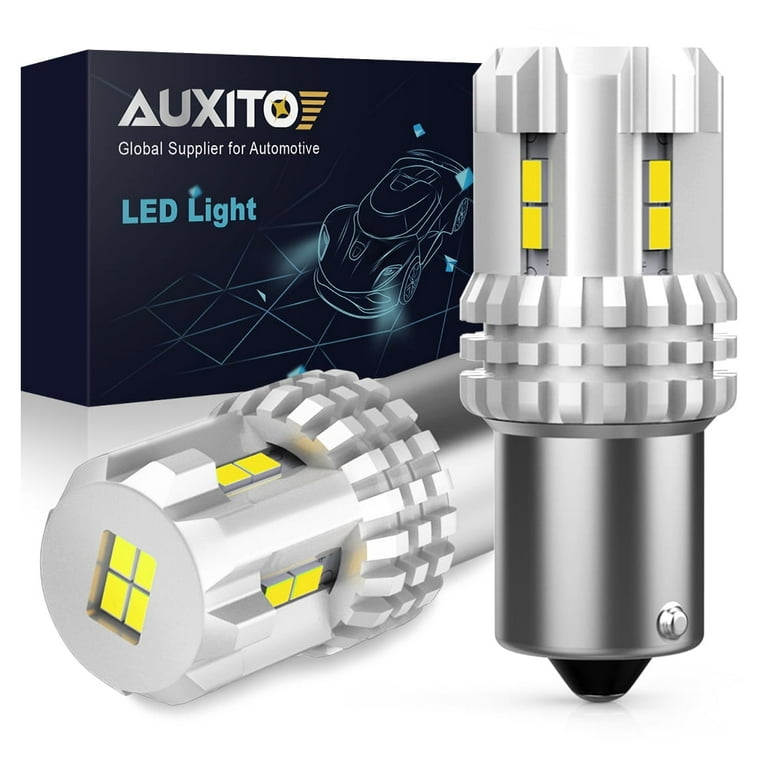 AUXITO 1156 LED Bulbs Reverse Light, 6000K White 400% Brightness 3000  Lumens Super Bright, BA15S 7506 1003 1141 P21W LED Bulb Used for Backup  Tail Brake Turn Signal Blinker Lights, 2PCS 