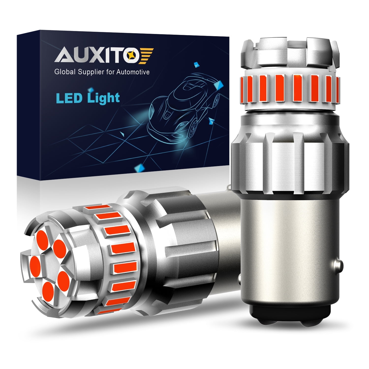 AUXITO 1157 LED Bulb Red for Brake Lights, 2057 2357 7528 BAY15D LED Bulbs for Tail Light, Pack of 2