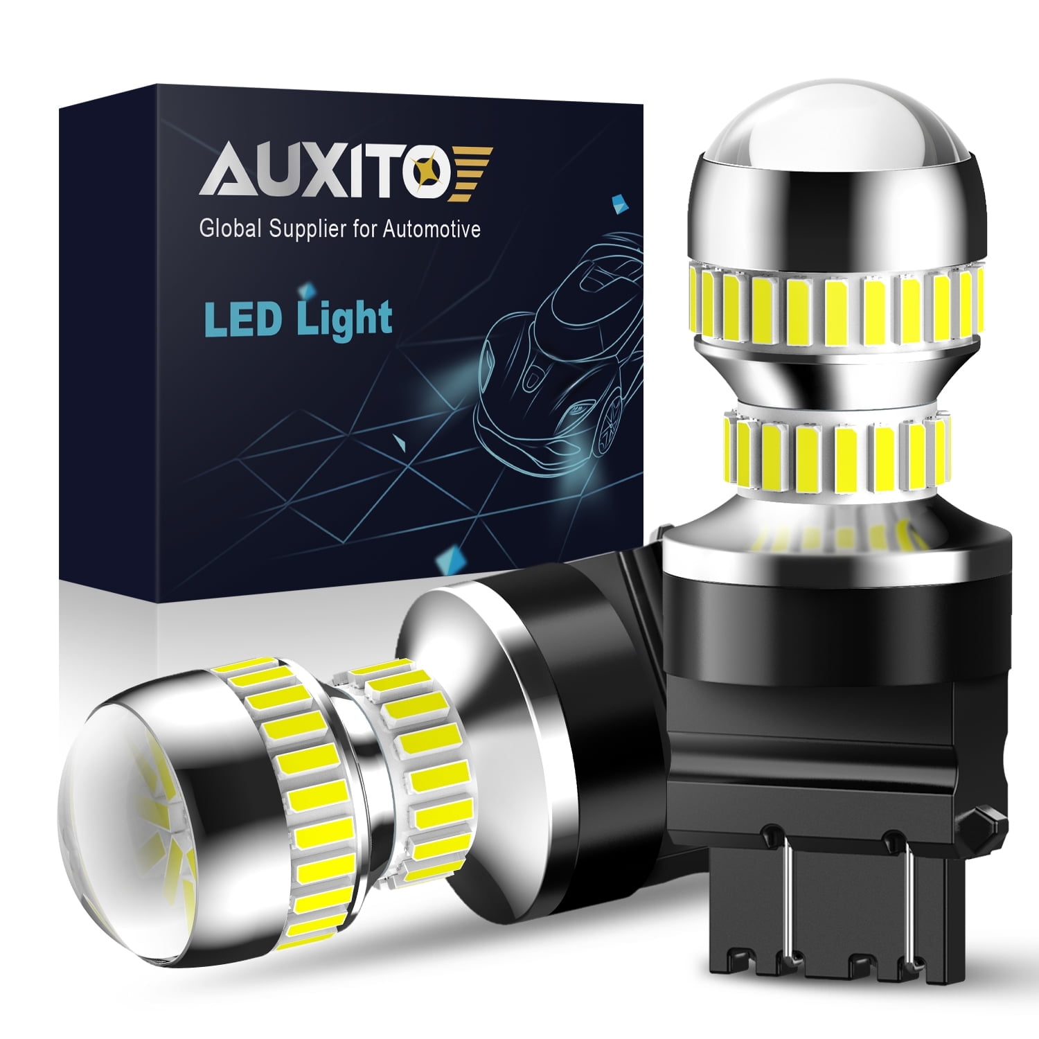 AUXITO D3S D3R LED Bulbs, 24000Lumens 120W 6000K White 500% Brightness,  Xenon HID Replacement Lights, Plug and Play, Pack of 2