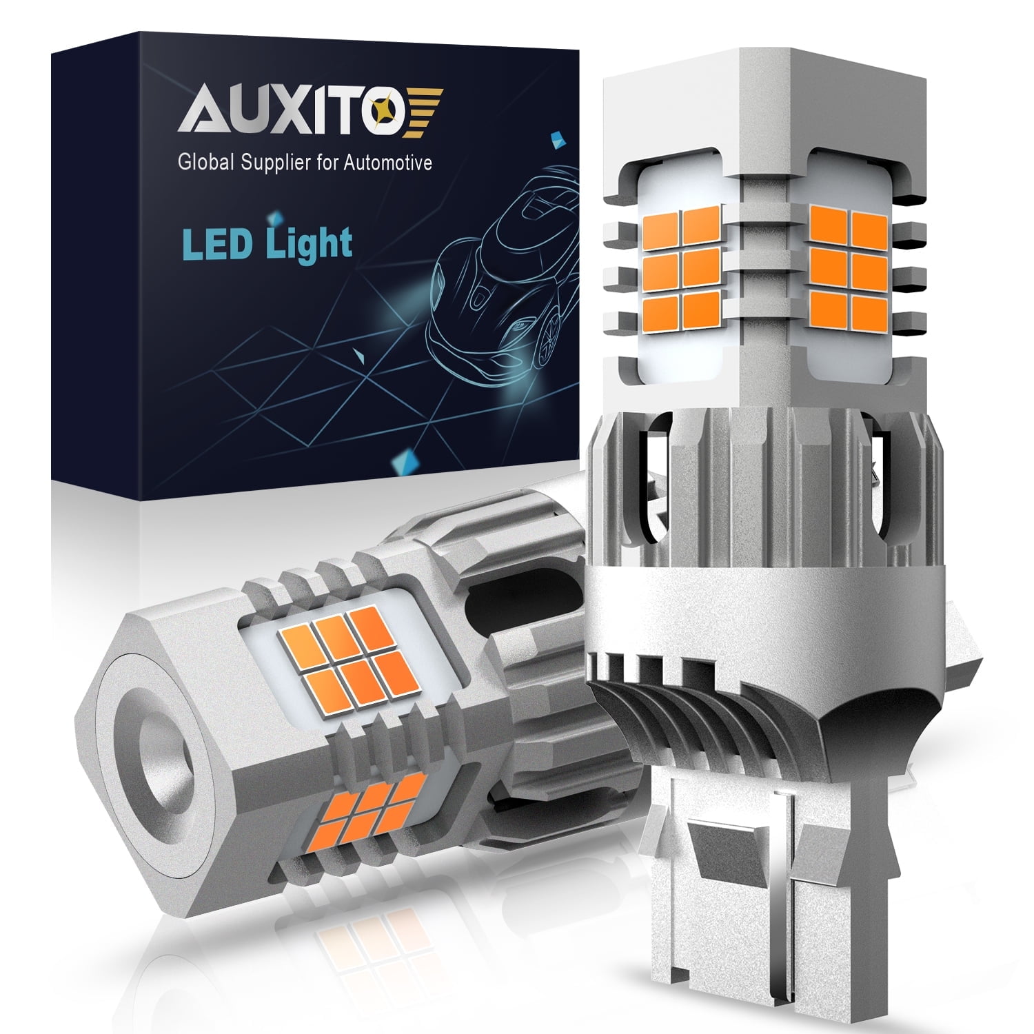 AUXITO 7440 LED Bulb Amber Yellow Turn Signal Light Bulbs, W21W LED Bulbs  Blinker Light, 25W Per Bulb, Pack of 2 