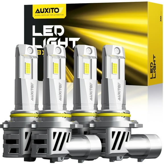 AUXITO 9005 9006 Bulbs Combo, 800% Highly Bright 6500K Cool White, Real 1:1 Mini Size, 9005/HB3 9006/HB4 Fog Light Bulbs with Cooling Fan, Direct Install, Pack of 4