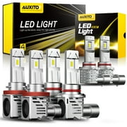 AUXITO 9005 H11 LED Light Bulbs & 9145 LED Fog Light Bulbs Combo Kit, 300% Brightness, Mini Size, Halogen Upgrade Replacement