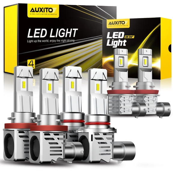 AUXITO 9005 H11 LED Light Bulbs & H11 LED Fog Light Bulbs Combo Kit, 300% Brightness, Mini Size, Halogen Upgrade Replacement