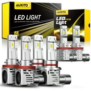 AUXITO 9005 H11 LED Light Bulbs & H11 LED Fog Light Bulbs Combo Kit, 300% Brightness, Mini Size, Halogen Upgrade Replacement