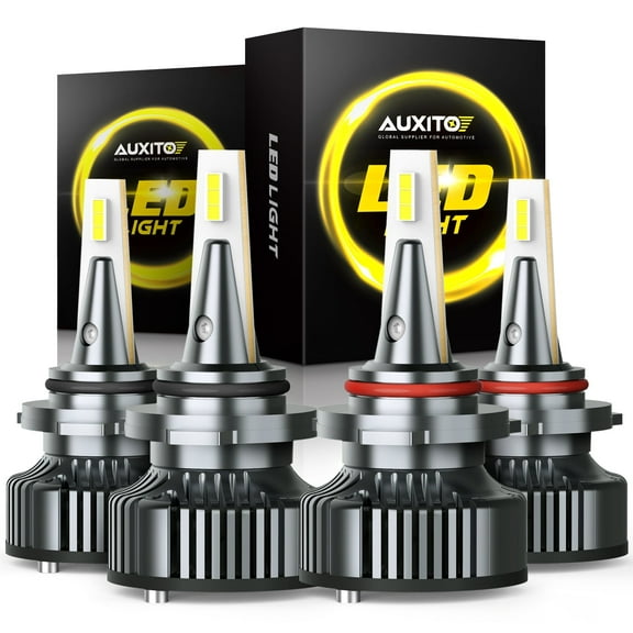 AUXITO 9005 HB3 LED Headlight Bulbs and 9006 HB4 LED headlight Bulbs Combo Kit, 500% Times Brighter, 6500K White,Pack of 4