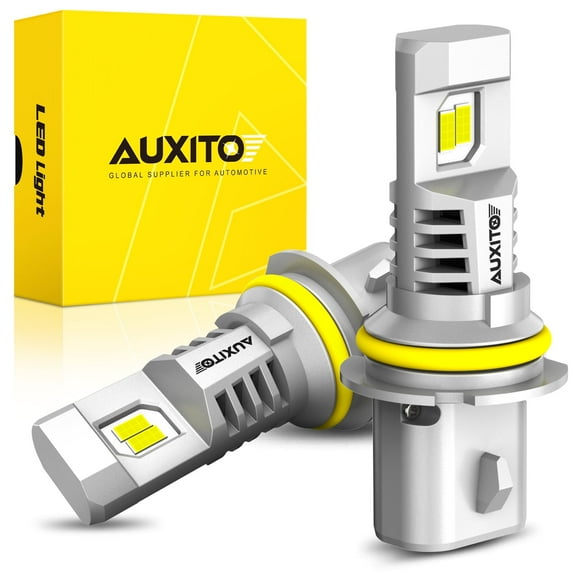 AUXITO 9007 Led Headlight Bulbs, 30000LM 800% Brighter 6500K Cool White, 9007 Headlamp Bulb, Wireless 1:1 Mini Size for HB5 LED Bulb, Pack of 2