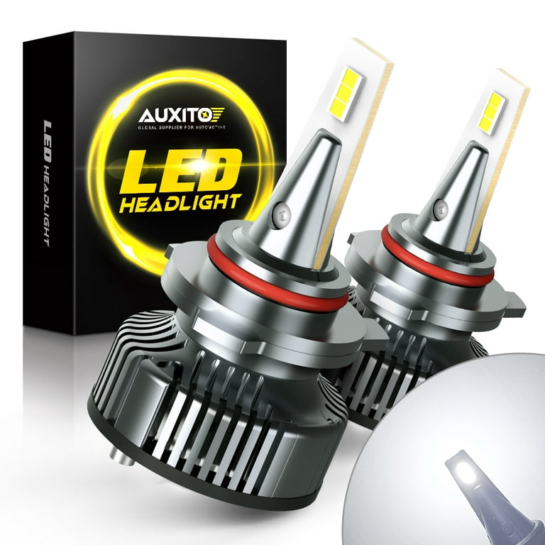 AUXITO 9012/HIR2 LED Headlight Bulbs Mini Size 80W 16,000LM Per Pair 500%  Brighter 6500K White, Pack of 2