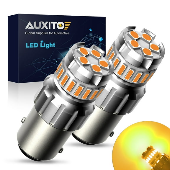 AUXITO Amber Yellow 1156 LED Turn Signal Light Bulbs, 300% Brighter BA15S 7506 1003 1141 P21W LED Replacement Bulb, Pack of 2