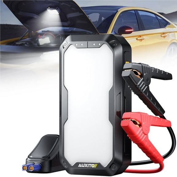 AUXITO Car Battery Jump Starter 4000A Portable Jump Box for Up to 8.0L Gas 7.0L Diesel Engine,12V Lithium Jump Charger Pack Box with 4 Modes Working Light and 2 Hook, Portable Charger and Jump Cables