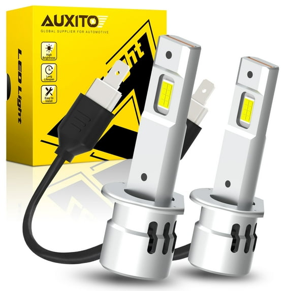 AUXITO H1 LED Headlight Bulb 6500K Xenon White 600% Brighter with Cooling Fan , Pack of 2