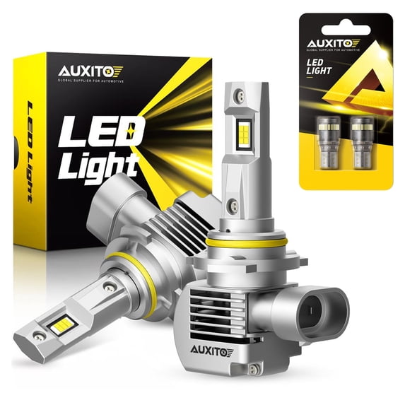 AUXITO H11 Headlight Bulbs ,H8 H9 H11 High/Low Beam Bulbs ,20000LM 600% Brighter 6000K Cool White and 194 168 T10 LED Bulbs White,Total 4 Bulbs