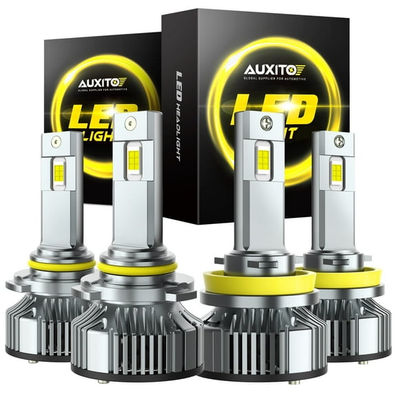 AUXITO H11 LED Bulbs & AUXITO 9005 HB3 LED Bulbs, 24000Lumens 120W Per Set, 700% Brighter, 6500K Cool White Headlight Conversion Kits for High Beam Low Beam
