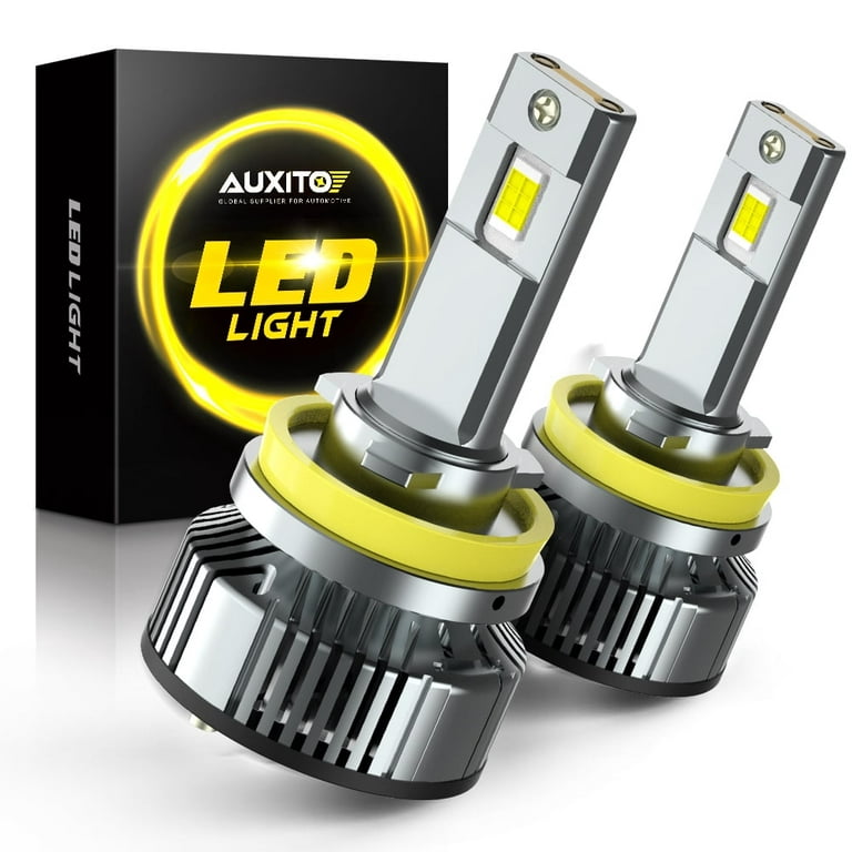 AUXITO H11 LED Headlight Bulb, 120W 24000lm Per Set,700% Brighter, 6500K  Cool White,High Low Beam H8 H9 H11 Headlight Bulb, Pack of 2 