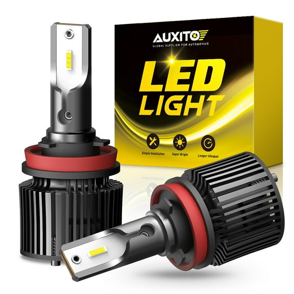 AUXITO H11 LED Headlight Bulbs 16000lm 300% Brighter Per Set 6000K Cool White H8 H9 H11 Headlight Bulb, Pack of 2