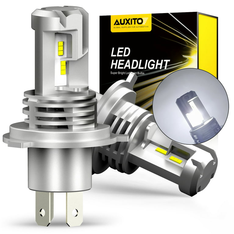 AUXITO H4 LED Light Bulb Motorcycle, 9003 HB2 LED Light 3000LM 6000K Cool  White 1860 CSP LED Chips, Pack of 1