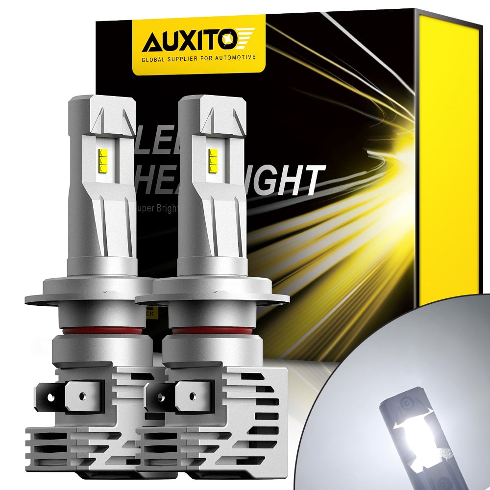 AUXITO H7 LED Headlight Bulb, 1:1 Mini Size , 6500K White, 8 CSP Chips  Super Bright , Fanless Fog Lights Halogen Replacement Bulb, Pack of 2