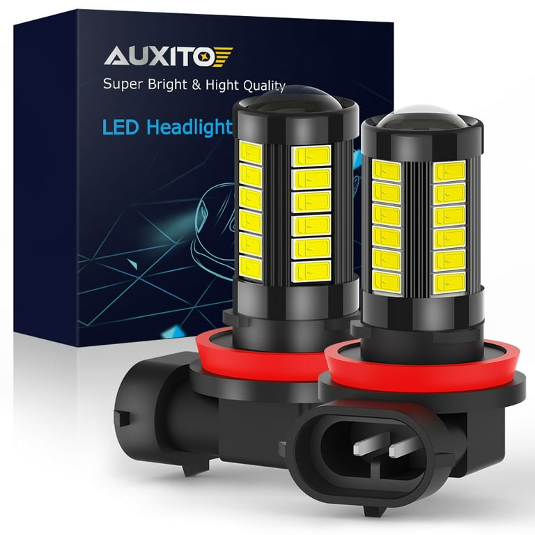 AUXITO H11 H8 LED Fog Light Bulb Fanless, 40W 6000LM High Brightness, 6500K  Cool White, CSP LED Chips, H16 H11 H8 Fog Bulbs DRL Replacement, Pack of 2
