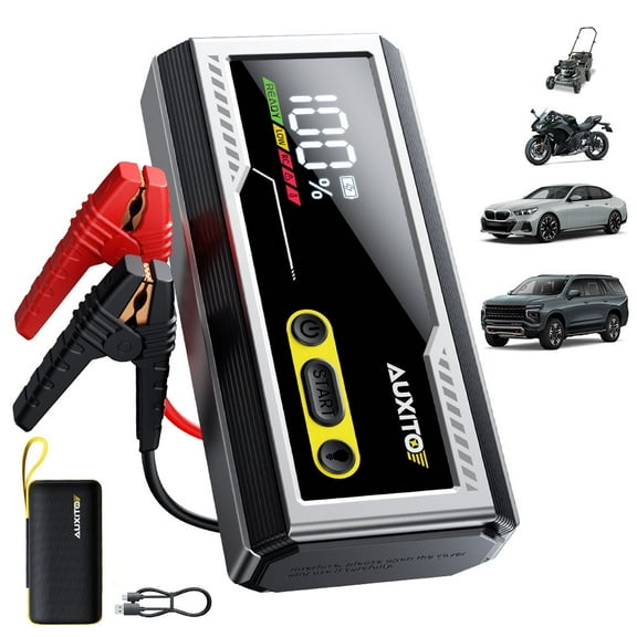 AUXITO Portable Jump Starter 8000A,16000mAh 12V Battery Jump Box with Quick Charge Out(All Gas,up to 12.0L Diesel Engine),with 3-Mode Flashlight