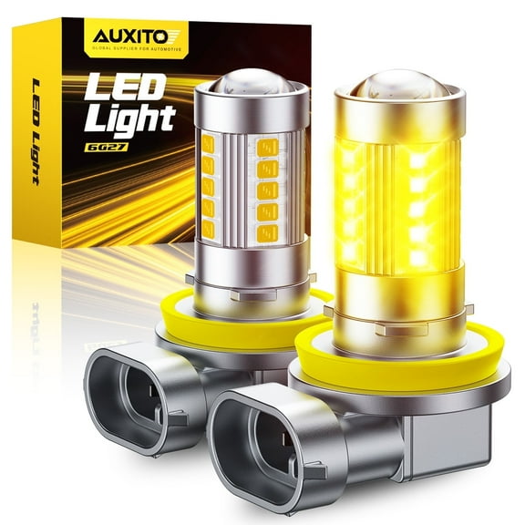 AUXITO Upgraded H11/H8 LED Fog Light Bulbs, 3000K Amber Yellow, 1:1 Mini Size H11/H8/H16 Yellow LED Fog Light Bulbs, 360° Full Illumination(Pack of 2)