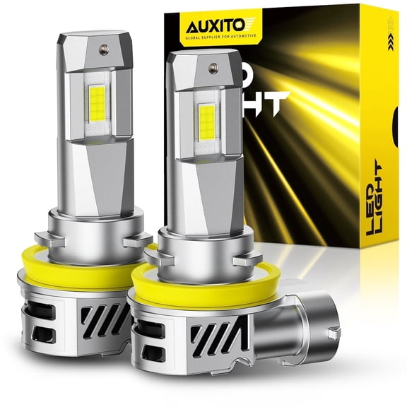 AUXITO Upgraded H11 Headlight Bulb, 18000LM 800% Brightness, 6500K White, 1:1 Halogen Mini Size H11/H8/H16 Fog Light Bulb, 60000Hrs Lifespan, Pack of 2
