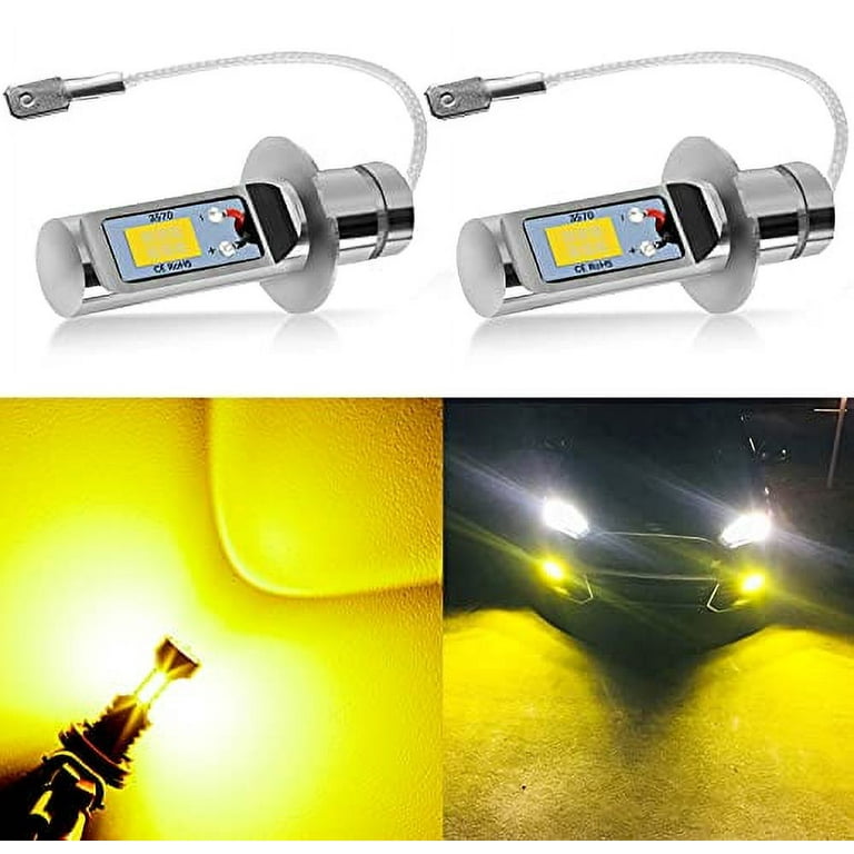 AUXLIGHT H3 LED Fog Light DRL Bulbs, 3000 Lumens Extremely  Bright Bulbs Replacement for Cars, Trucks, Golden Yellow 