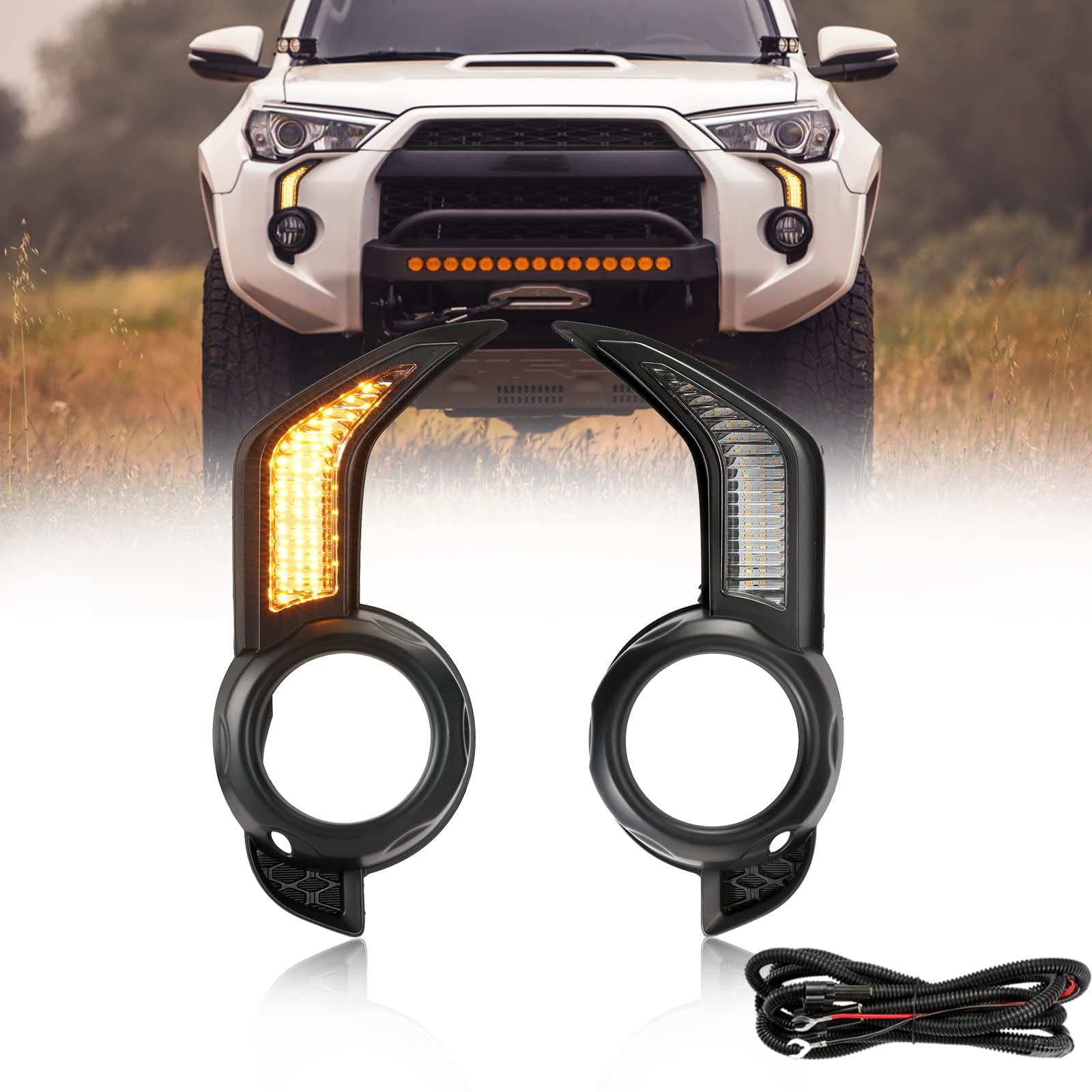 White Amber LED Daytime Running Lights White/Amber LED DRL Fog Lights ...