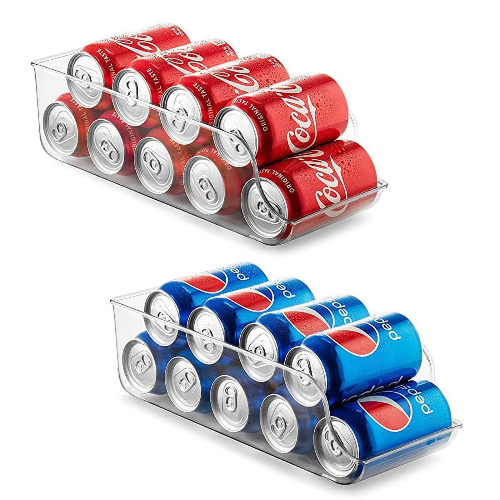 Clear Acrylic Soda Can Organizer for Pantry and Refrigerator, Set of 2