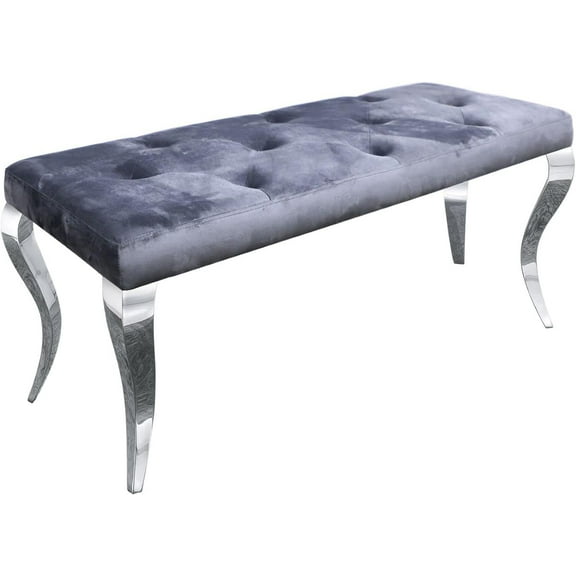 AUZ Velvet , Button Tufted Dining Table with Cabriole Legs, Upholstered Seat for Dining Room, Kitchen, Bedroom