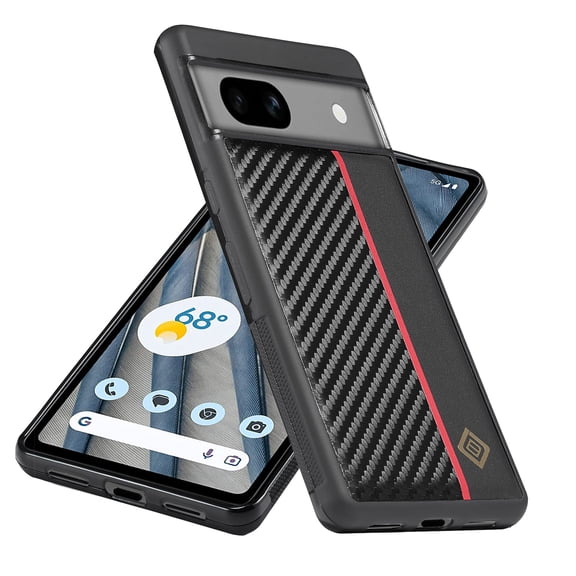 AUshell for Google Pixel 7A Case, PU Leather & Rugged EVA PC Backplane Drop Protection Shockproof Frame Anti-scratch Durale Slim Lightweight Stylish Shell for Google Pixel 7A, Black