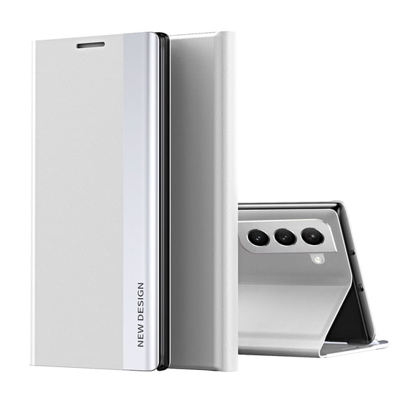 AUshell for Samsung Galaxy S21 Plus Case (6.7" 2021), PU Leather Magnetic Stand Holder Holster Full Protection Platin Frame Anti-scracth/Shockproof TPU Shell for Samsung Galaxy S21 Plus, White