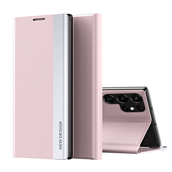 AUshell for Samsung Galaxy S21 Ultra Case (6.8" 2021), PU Leather Magnetic Stand Holder Holster Full Protection Platin Frame Anti-scracth/Shockproof TPU Shell for Samsung Galaxy S21 Ultra, Pink