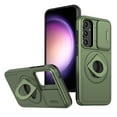 thumbnail image 1 of AUshell for Samsung Galaxy S24 Case, Slide Camera Window Compatible wth MagSafe Rotating Kickstand Ring Silicone Military-grade Drop Resistant Magnetic Shockproof Shell, Olivegreen, 1 of 6
