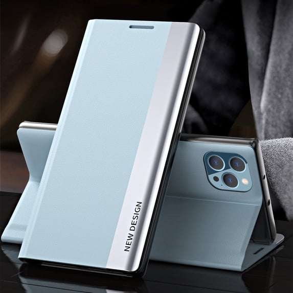 AUshell for iPhone 13 Pro Max Case (6.7" 2021), PU Leather Magnetic Stand Holder Holster Full Protection Platin Frame Anti-scracth/Shockproof TPU Shell for iPhone 13 Pro Max, Lightblue