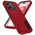 thumbnail image 1 of AUshell for iPhone 14 Pro Max Case (6.7" 2022) with Foldable Kickstand, Anti-slip Tri-layer Rugged PC Frame/Back Silicone Shell Heavy Duty Protective Military-grade Shockproof Shell, Red/Black, 1 of 8