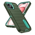thumbnail image 1 of AUshell for iPhone 15 Case (6.1" 2023) with Foldable Kickstand, Anti-slip Tri-layer Rugged PC Frame/Back Silicone Shell Heavy Duty Protective Military-grade Shockproof Shell, Darkgreen/Mint, 1 of 8