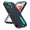 thumbnail image 1 of AUshell for iPhone 15 Case (6.1" 2023) with Foldable Kickstand, Anti-slip Tri-layer Rugged PC Frame/Back Silicone Shell Heavy Duty Protective Military-grade Shockproof Shell, Darkblue/Mint, 1 of 8