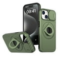 thumbnail image 1 of AUshell for iPhone 15 Plus Case, Slide Camera Window Compatible wth MagSafe Rotating Kickstand Ring Silicone Military-grade Drop Resistant for iPhone 15 Plus Magnetic Shockproof Shell, Olivegreen, 1 of 6
